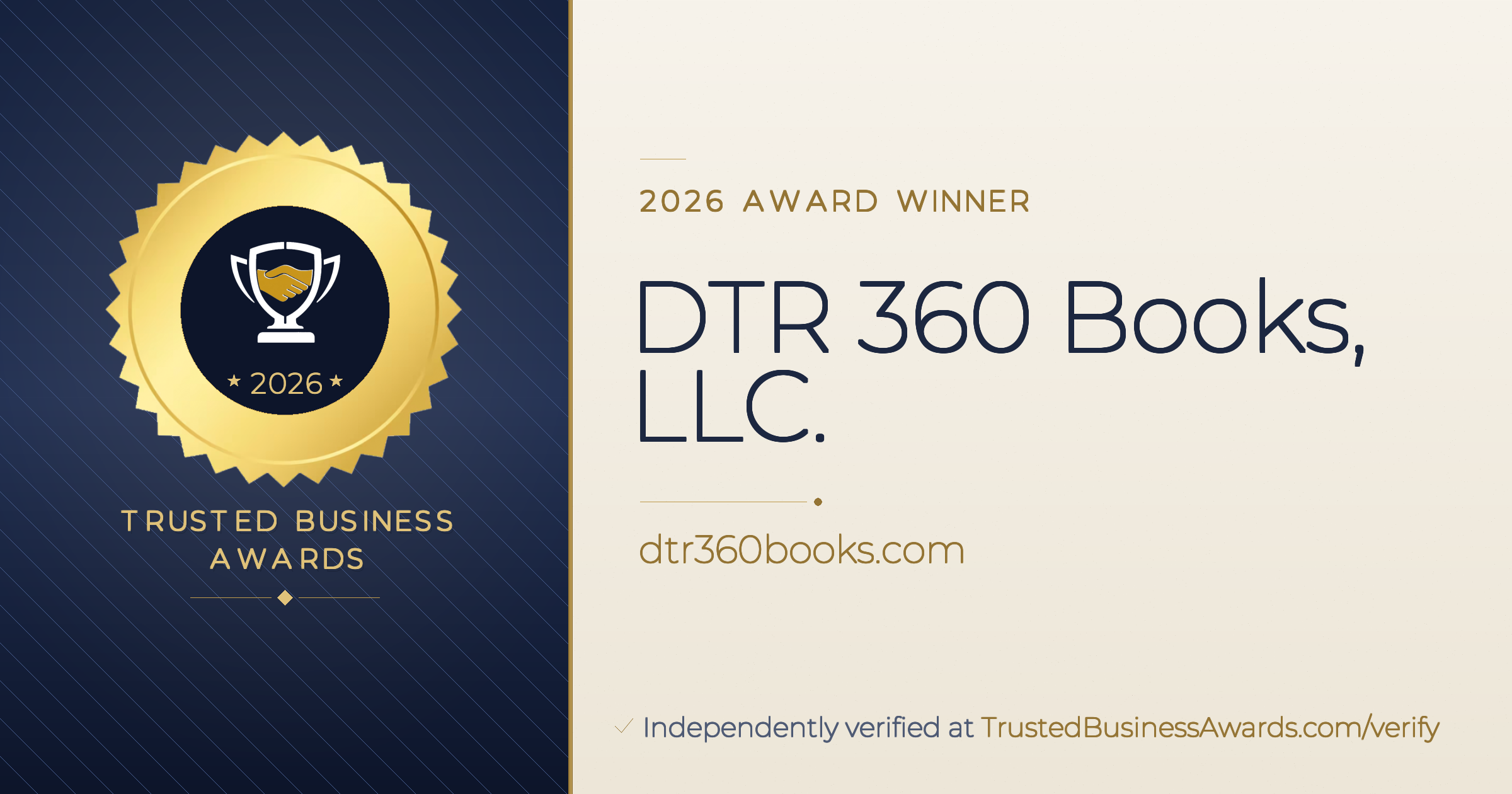 DTR 360 Books, LLC. — 2026 Trusted Business Awards Winner