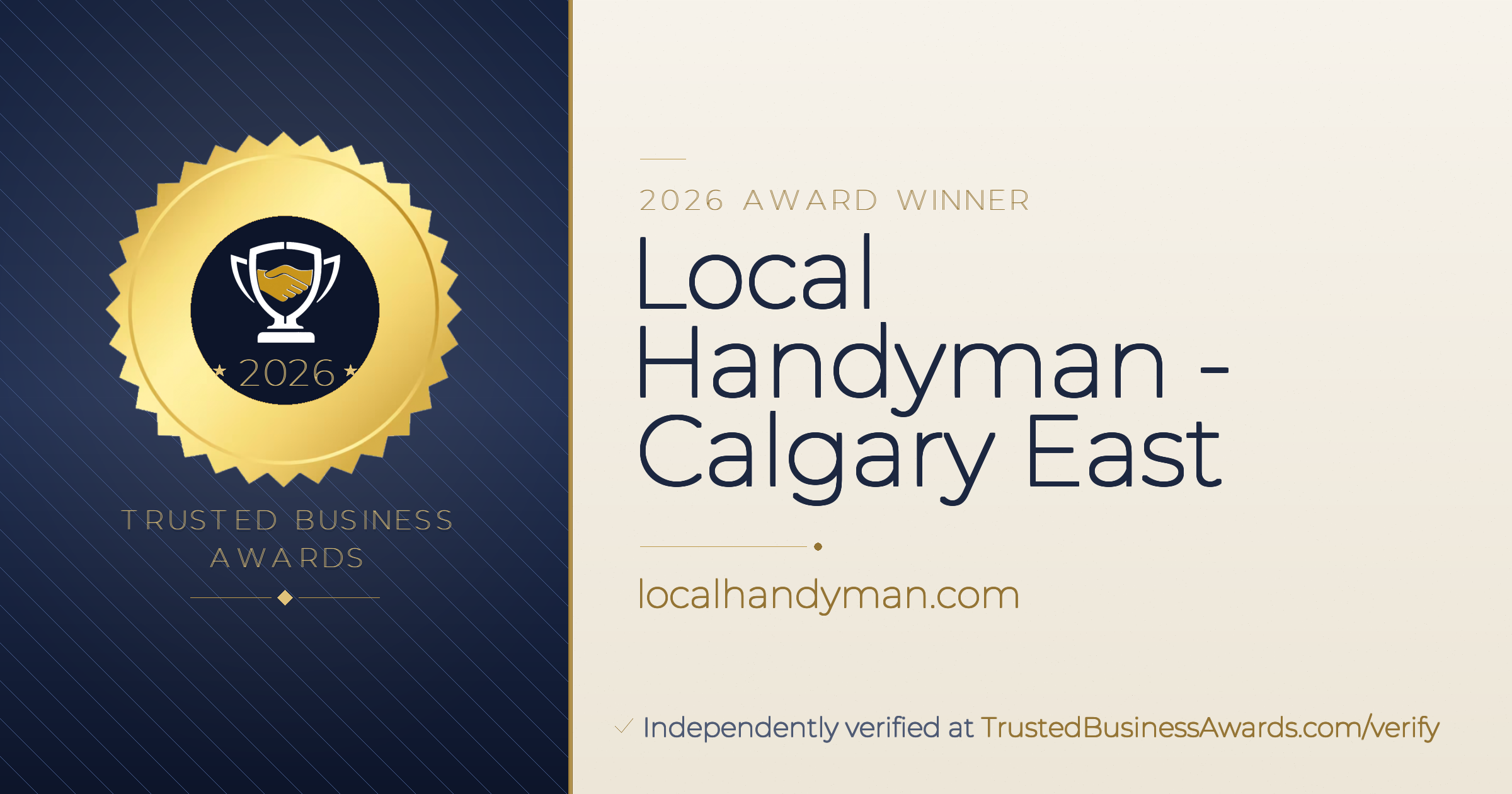 Local Handyman - Calgary East — 2026 Trusted Business Awards Winner