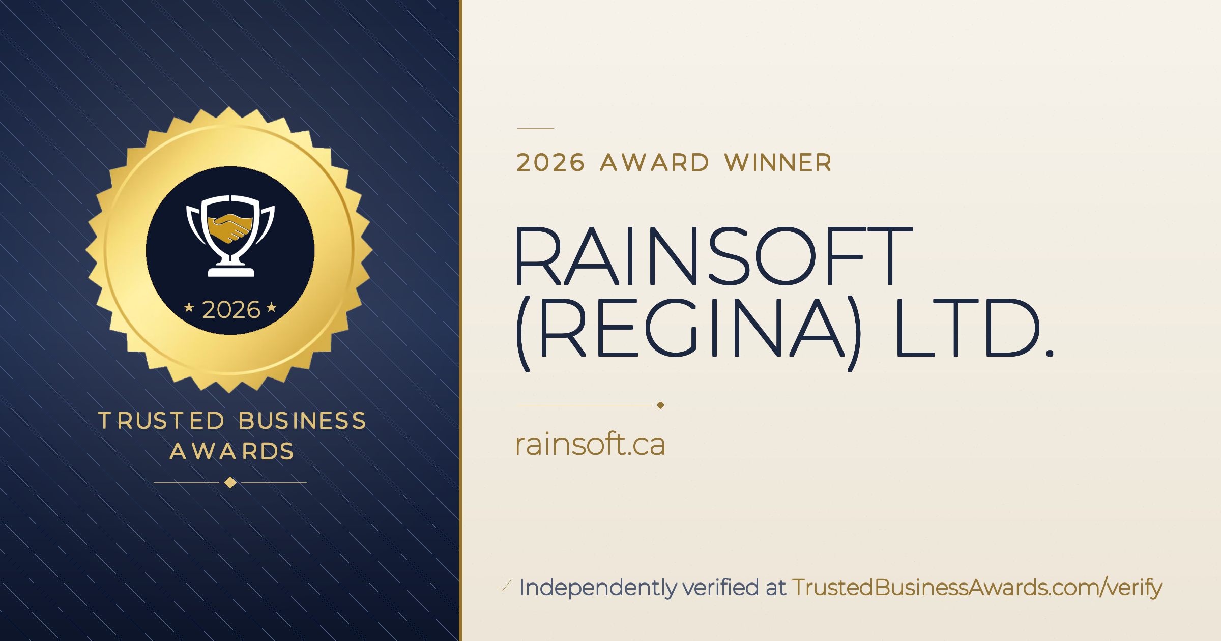 RAINSOFT (REGINA) LTD. — 2026 Trusted Business Awards Winner