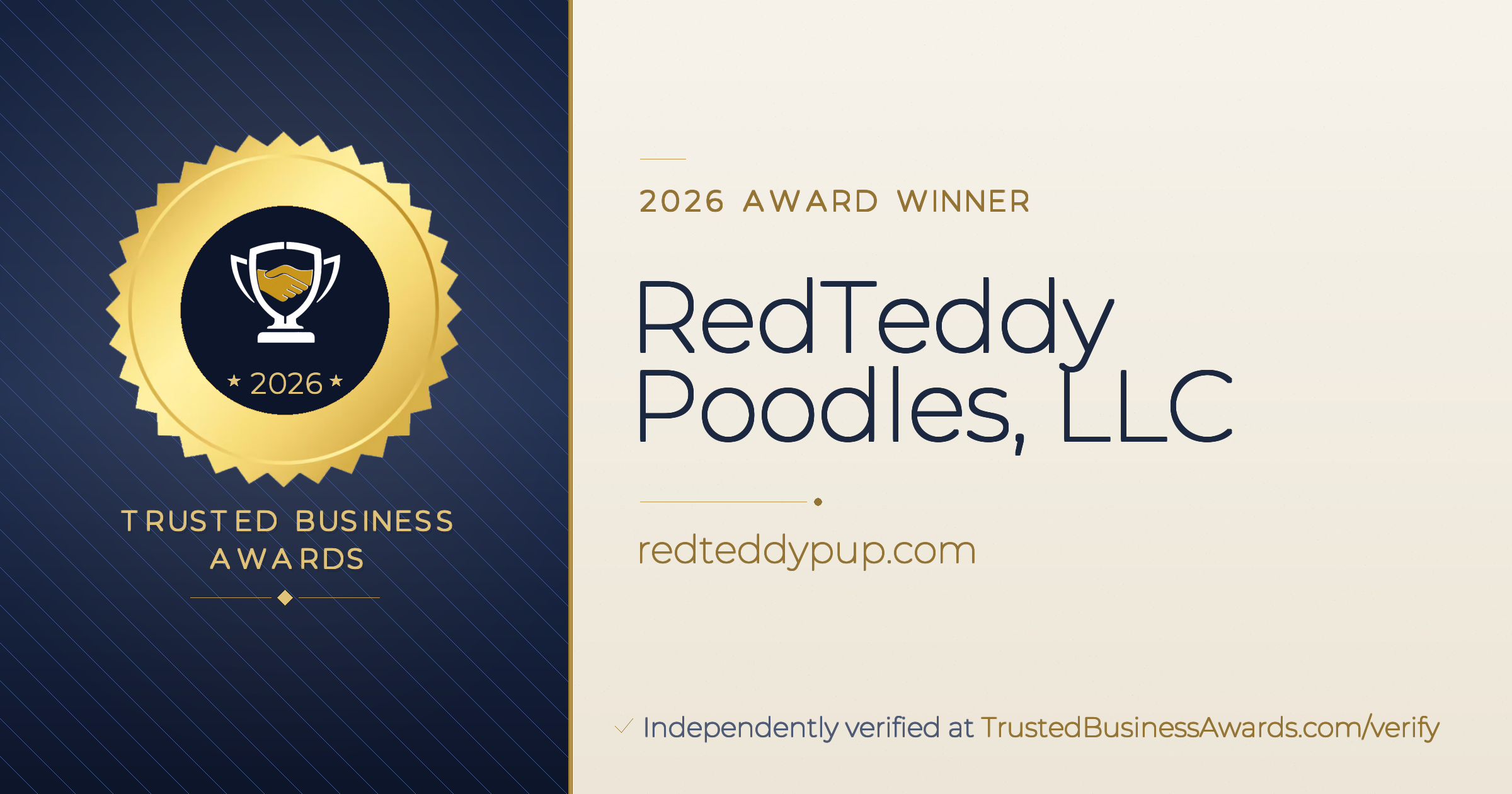 RedTeddy Poodles, LLC — 2026 Trusted Business Awards Winner