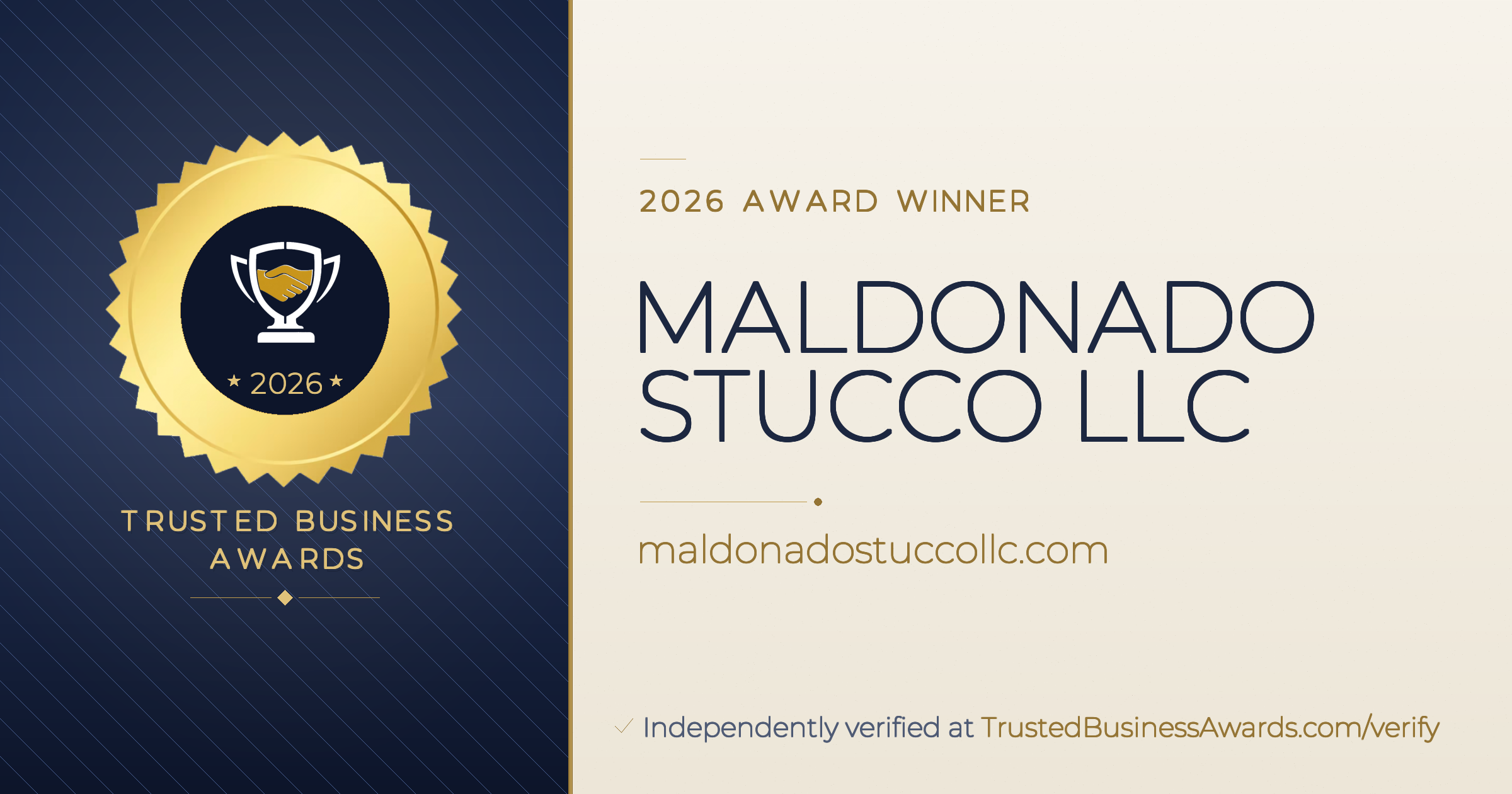 MALDONADO STUCCO LLC — 2026 Trusted Business Awards Winner