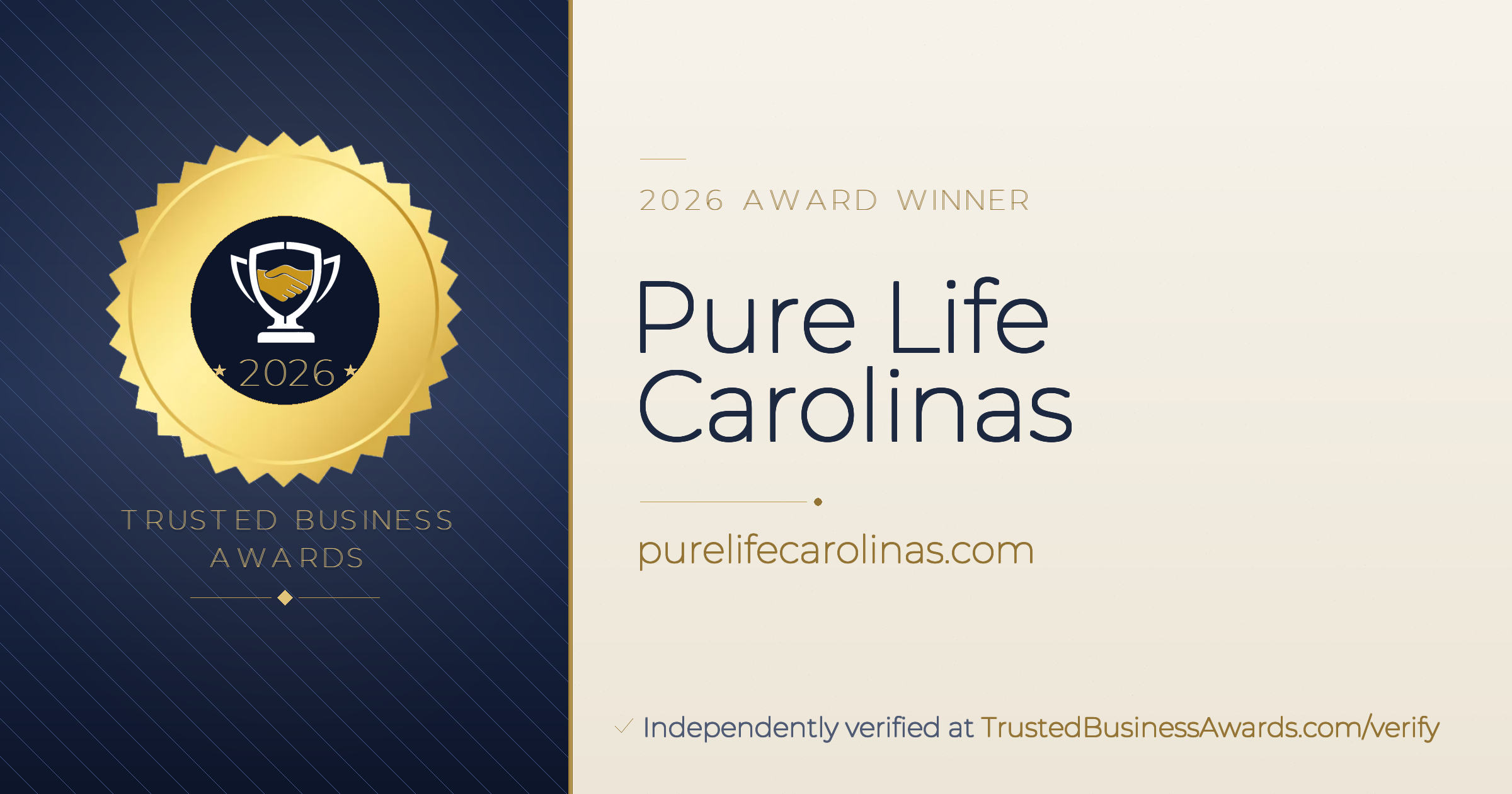 Pure Life Carolinas — 2026 Trusted Business Awards Winner